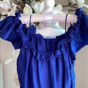 Blumarine Royal blue ruffle silk top.